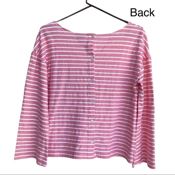 A New Day Casual Textured Stripe Pink Button Bell Sleeve Blouse Size Medium - Picture 5 of 15
